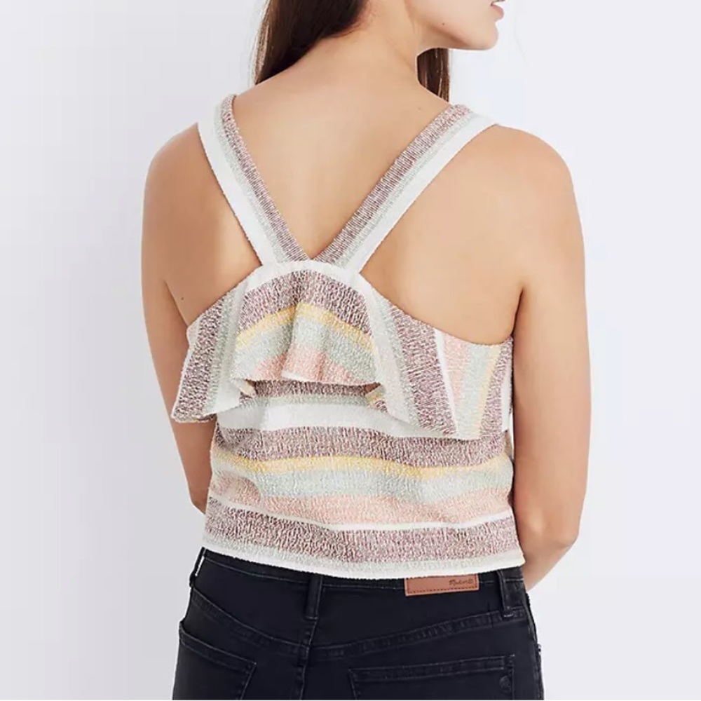 Madewell Texture & Thread Striped Ruffle Tank Top, medium - Picture 2 of 6